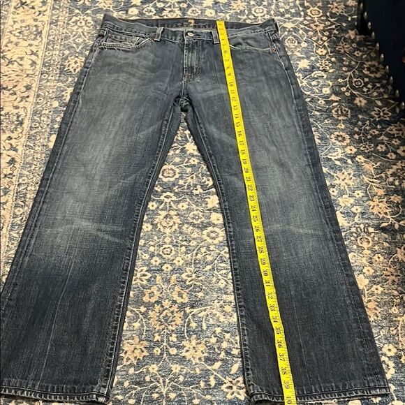 7 For All Mankind Men's Blue Factory Distressed Bootcut Denim Jeans - Picture 9 of 11